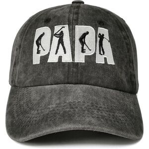 Unisex Black Washed Golf Papa Embroidery Adjustable Size Classic Baseball Cap